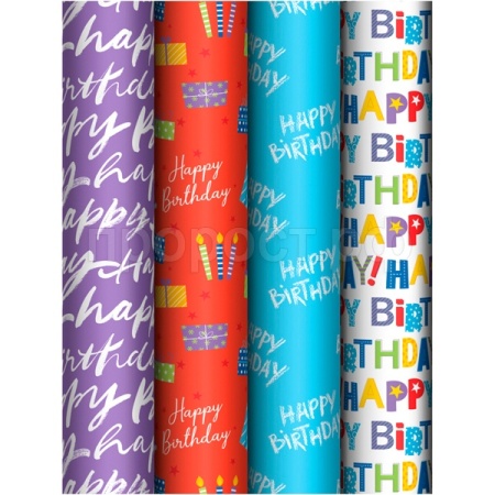 Упаковочная бумага 70*100см "Congrats" 80г/м2 ассорти 4 дизайна MESHU /372622/Рельеф