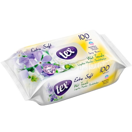Салфетки влажные TEX 100шт весенние цветы с клапаном /24шт/
