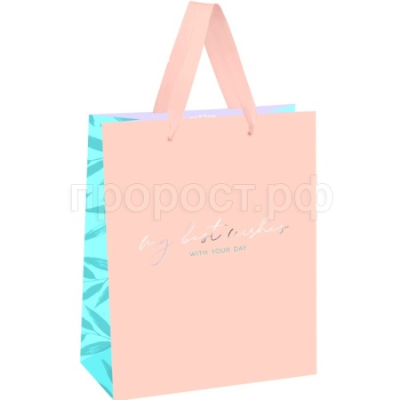 Пакет подарочный 33*42*12см "Peach color" отд. фольгой мат. ламинация MESHU/Рельеф
