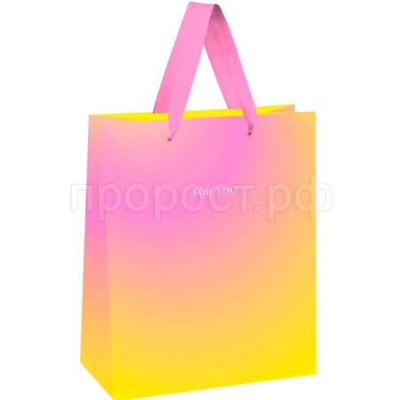 Пакет подарочный 26*32*12см "Duotone. Pink-Orange gradient" отд. фольгой мат. ламинация MESHU/Рельеф