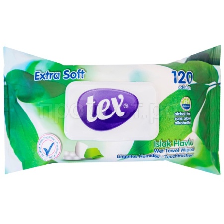 Салфетки влажные TEX 120шт с клапаном /24шт/