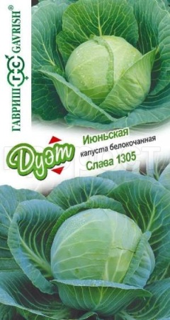 Капуста белокочанная Июньская 0,1 г + белокочанная Слава1305 0,1г