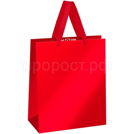 Пакет подарочный 18*23*10см "Red" ламинация с блестками MESHU/Рельеф